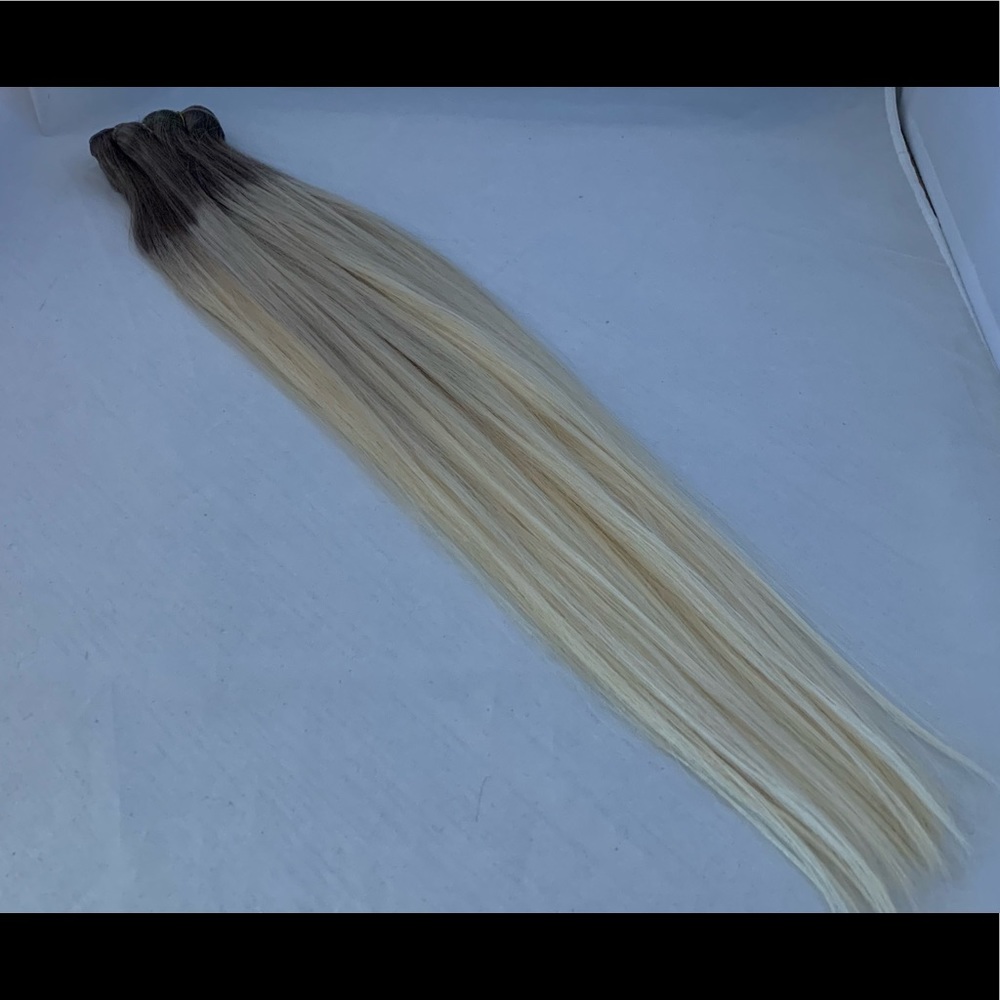 Weft Hair Extensions 100% Human 10A Grade  Ombre #6 / 60 Platinum Blonde 100G